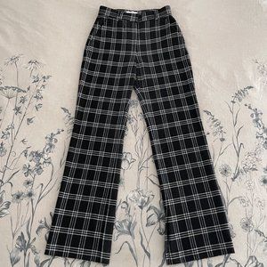 & Other Stories | Wool Blend Plaid Kick Flare Trousers Black | Size 4